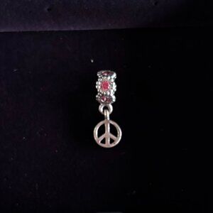 Pandora Retired Peace Dangle with Pink Stones